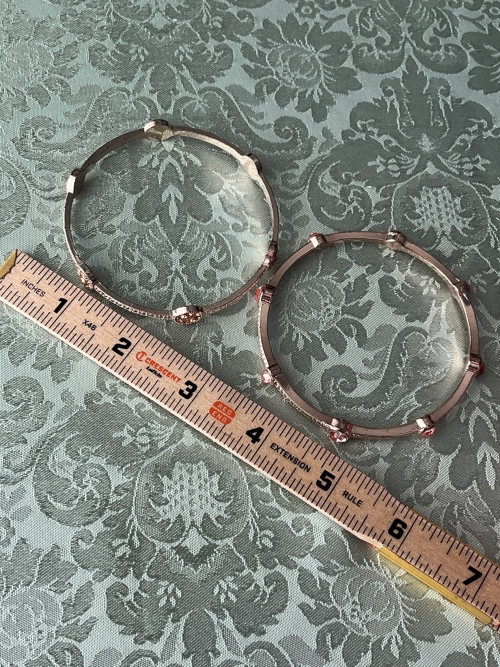 Duo Bangle Set In Rose Gold-Tone With Rhinestones - Picture 3 of 11